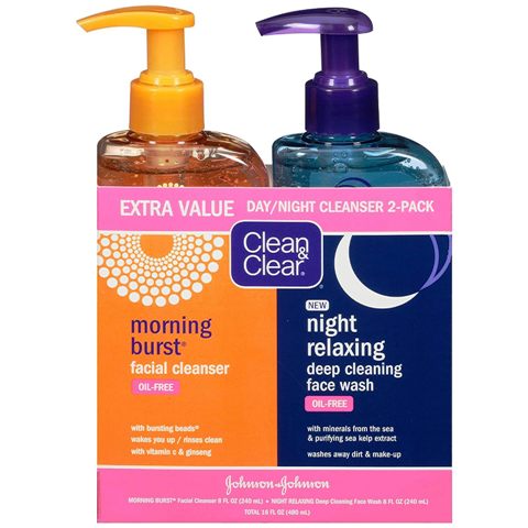 Clean & Clear 2-Pack Day and Night Face Cleanser Citrus Morning Burst Facial Cleanser with Vitamin C and Cucumber, Relaxing Night Facial Cleanser with Sea Minerals, Oil Free & Hypoallergenic Face Wash