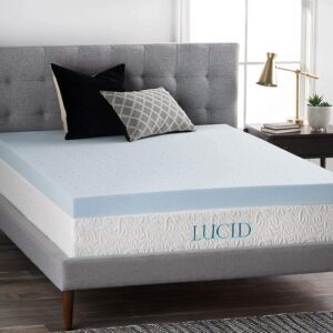 LUCID 4 Inch Gel Memory Foam Mattress Topper-Ventilated Design-Ultra Plush-Full